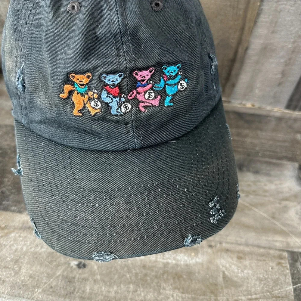 Field Grade Black Money Monsters  Grateful Dead Hat Cap Adjustable Distressed